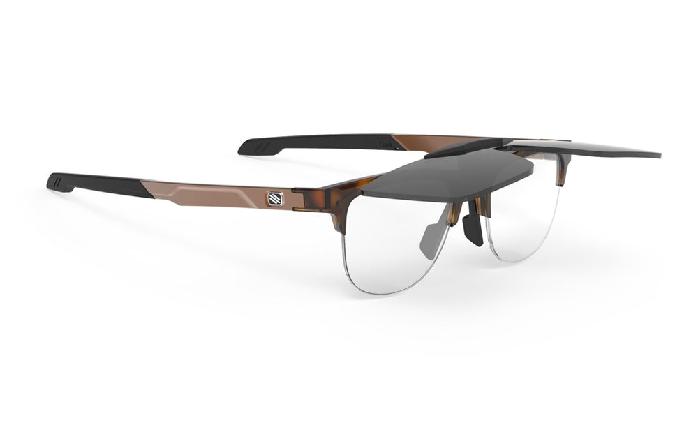 Rudy Project Inkas Flip-Up Demi Turtle Gloss - Half Rim B with Smoke Black Flip
